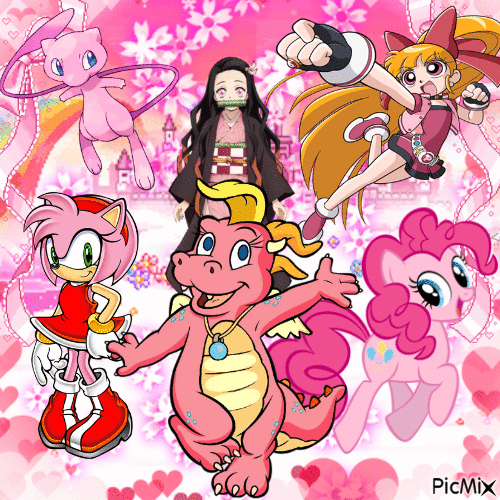 Pink Characters - GIF animé gratuit