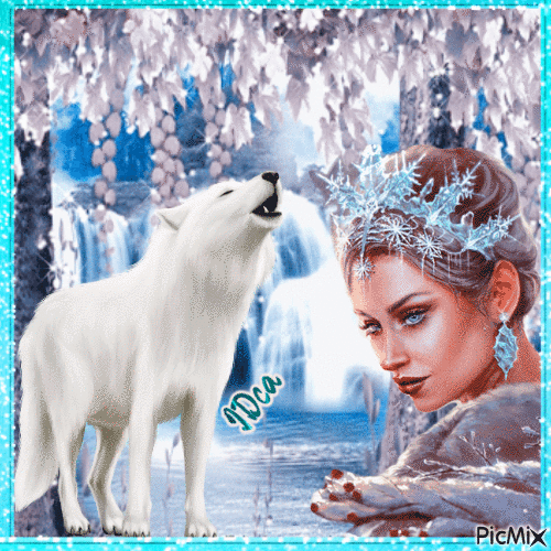 Reine des Neiges et le loup - Δωρεάν κινούμενο GIF