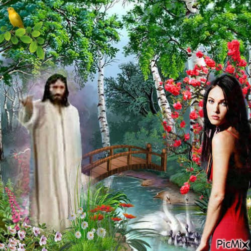 jesus  and girl - nemokama png
