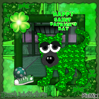 {♣}Happy St Patricks Day with Shamrock Dane{♣} - GIF animate gratis