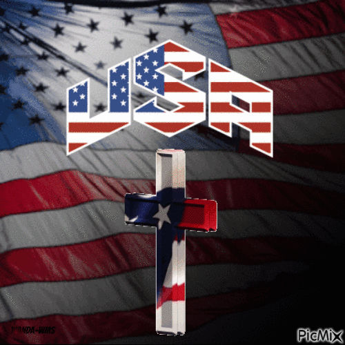 USA-flag-July 4-stars-cross - Gratis geanimeerde GIF