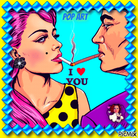 Pop art couple et l'amour - Безплатен анимиран GIF