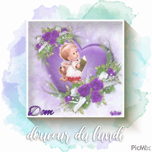 coeur violet douceur du lundi - Безплатен анимиран GIF