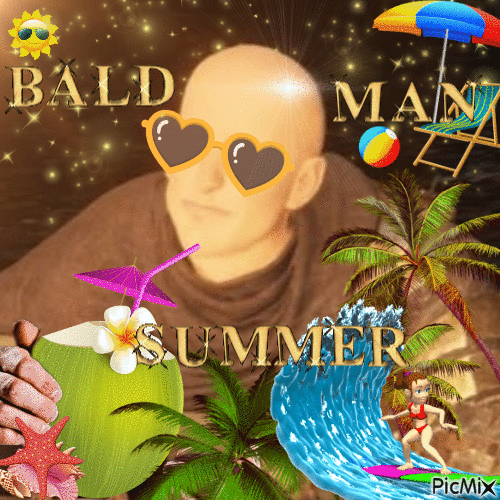 bald man summer patches - Zdarma animovaný GIF