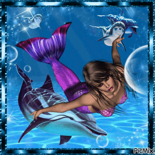 Mermaid&Dolphins - Zdarma animovaný GIF