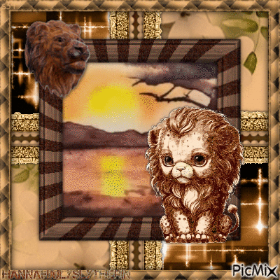 {Lion at Sunset} - GIF animado grátis