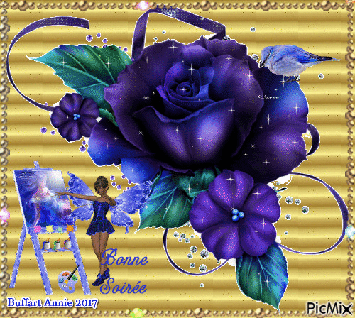 Roses bleues soirée - Бесплатный анимированный гифка