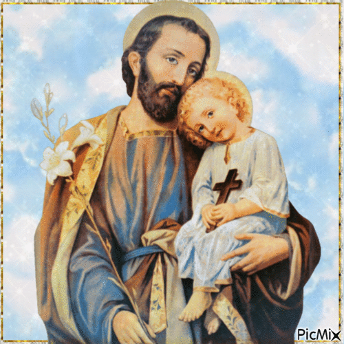 Saint Joseph et l'enfant Jésus - Gratis geanimeerde GIF