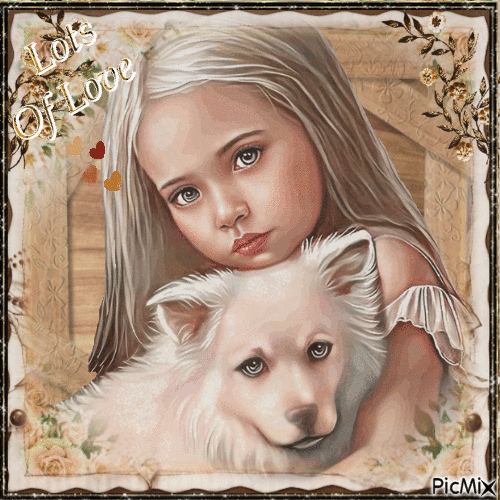Concours : Portrait d'une fillette avec son chien - Free animated GIF