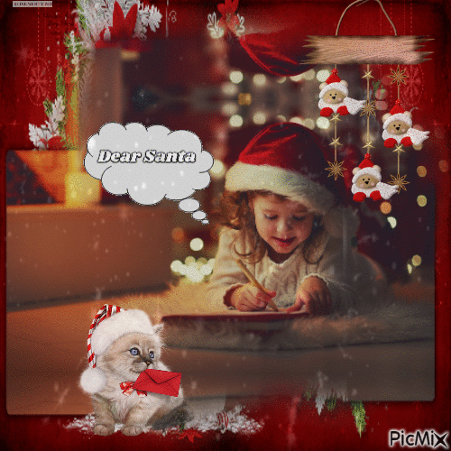 Kind schreibt an den Weihnachtsmann - Gratis animeret GIF