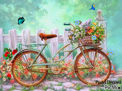 Flower Bike - GIF animado gratis