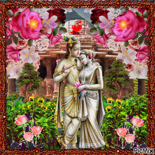 Radha Krishna et fleurs