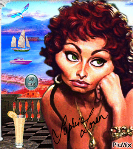 Naples & Sofia Loren - Безплатен анимиран GIF