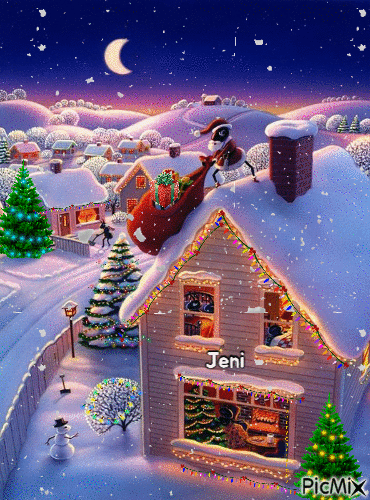 Winter Christmas Night - Бесплатни анимирани ГИФ