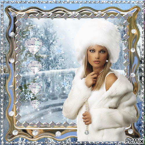 Belle Dame en hiver - GIF animé gratuit