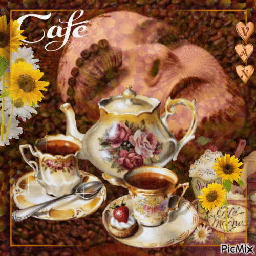 Café fantaisie... 💛🤎🖤 - GIF animasi gratis