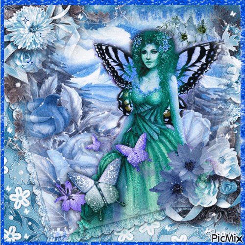 Blue Butterfly Fairy - Animovaný GIF zadarmo