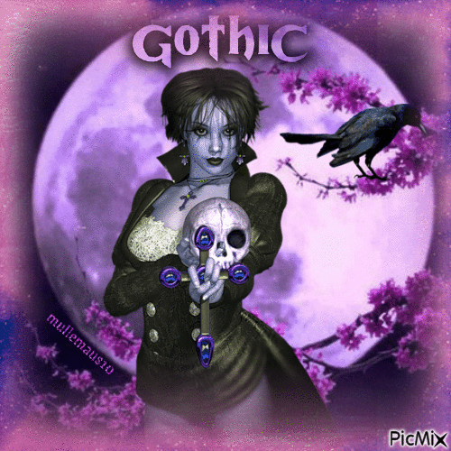 Gotische Frau und Schädel - Kostenlose animierte GIFs
