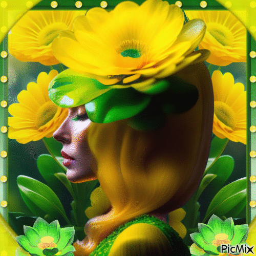 Fantasy in green and yellow - GIF animé gratuit