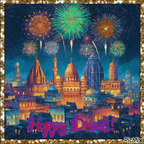 Diwali Fireworks Greeting - GIF animado gratis