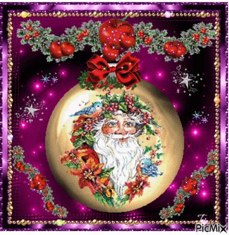 Christmas ball with Santa - Gratis animerad GIF
