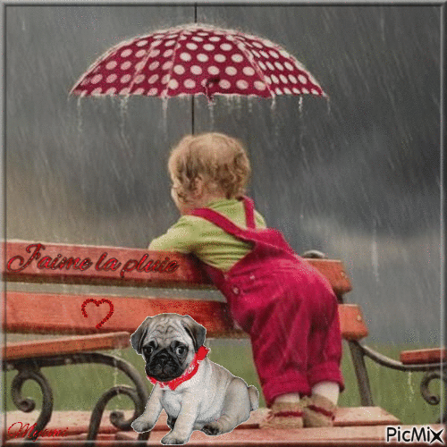 enfant sous la pluie - Ingyenes animált GIF