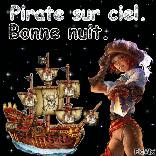 Planete pour les pirates.Bonne nuit. - Free animated GIF