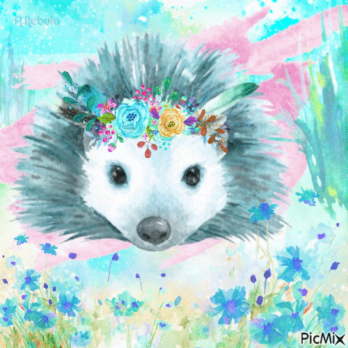 porcupine/hedgehog watercolor - Бесплатный анимированный гифка