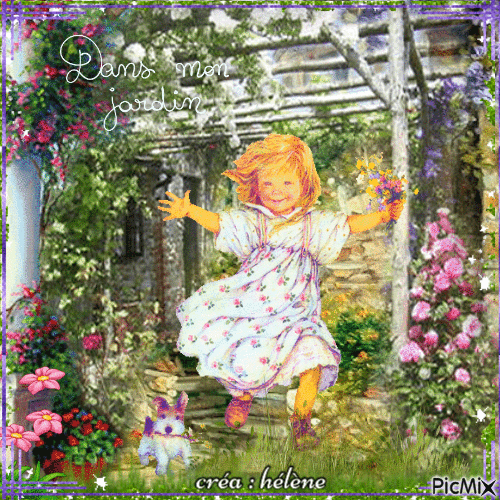 Petite fille dans un jardin