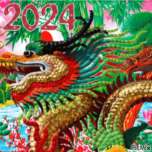 Kinai újévi Sárkány - Bezmaksas animēts GIF