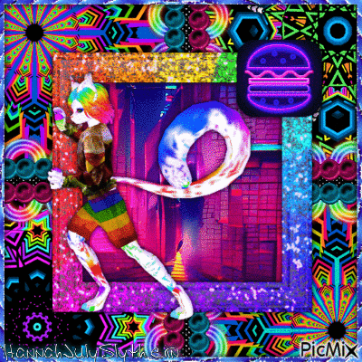 (♦)Catboi running in the Neon Night(♦) - Ilmainen animoitu GIF