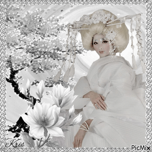 Femme en blanc - Nemokamas animacinis gif