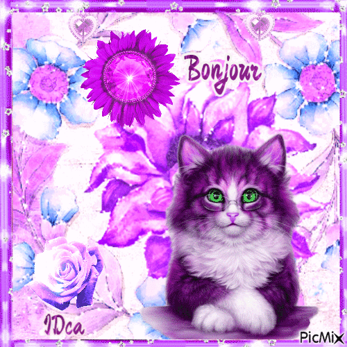 Bonjour  les  chatons - Free animated GIF