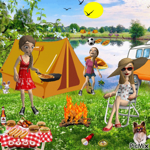 Vive le camping - GIF animé gratuit