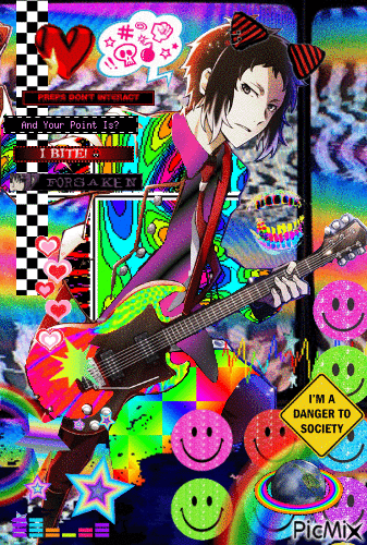 akutagawa bsd emo girl band card - 無料のアニメーション GIF