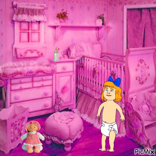 Cartoon baby in nursery - zadarmo png