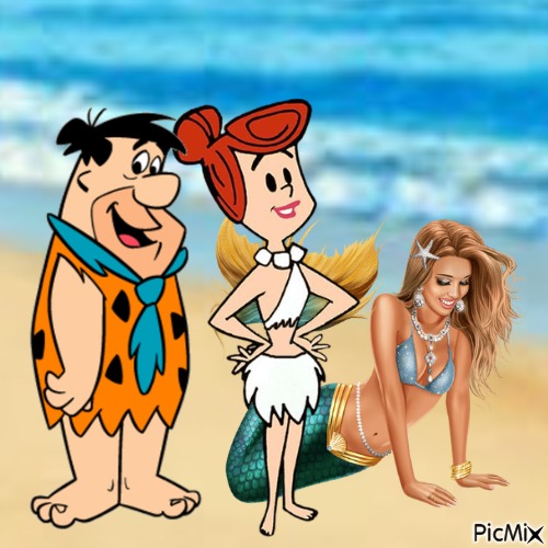 Fred, Wilma and mermaid - gratis png