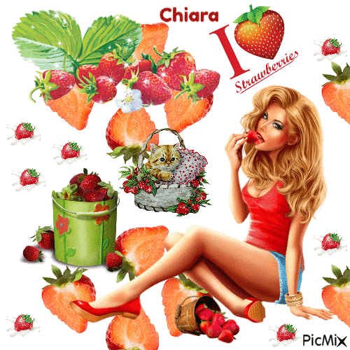 I love strawberries - Gratis geanimeerde GIF