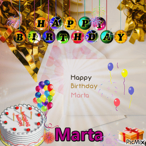 happy birthday my dear friend Marta - Бесплатный анимированный гифка