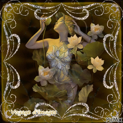 femme à la fleur - Besplatni animirani GIF