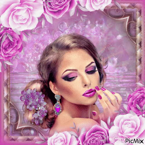Passion Féminine, Maquillage en rose - Gratis animerad GIF