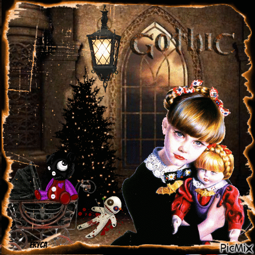 Noël  gothique . La poupée - 無料のアニメーション GIF