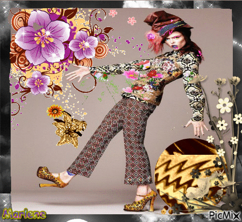 Portrait Woman Colors Hat Deco Glitter Spring  Flowers - Free animated GIF