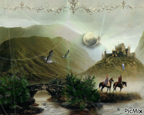 Paesaggio Medievale con castello - Ingyenes animált GIF