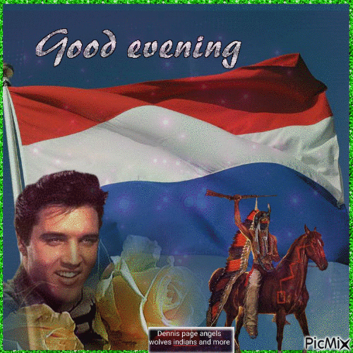 dutch flag with elvis and native - 免费动画 GIF