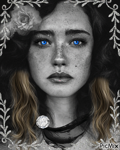 "Blue Eyes" In Black and White - GIF animé gratuit