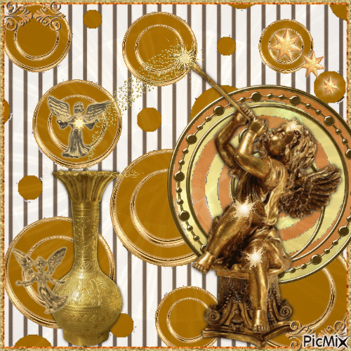 tacky gold angels - Free animated GIF