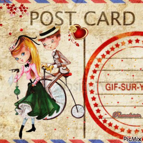 Carte postale "love" - Free animated GIF