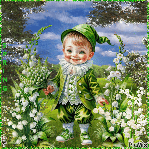 Lily of the valley. Spring. Boy - Free animated GIF