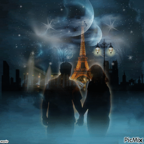 Paris nocturne - Бесплатный анимированный гифка